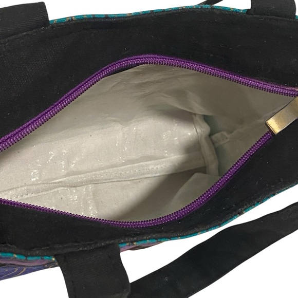 Laurel Burch 7 Dogs Painted Vibrant Handbag/ Lunch Tote - Excellent Condition - Picture 9 of 10